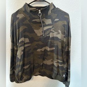 PINK half zip pull over hoodie camo